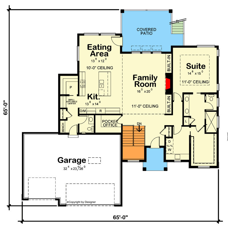 Plan 42707DB: Contemporary Ranch with a Walkout Basement - Floor Plan - Main Level - Contemporary, Mid Century Modern, Modern, Northwest, Ranch