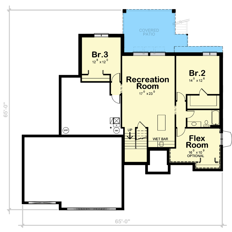Plan 42707DB: Contemporary Ranch with a Walkout Basement - Floor Plan - Lower Level - Contemporary, Mid Century Modern, Modern, Northwest, Ranch