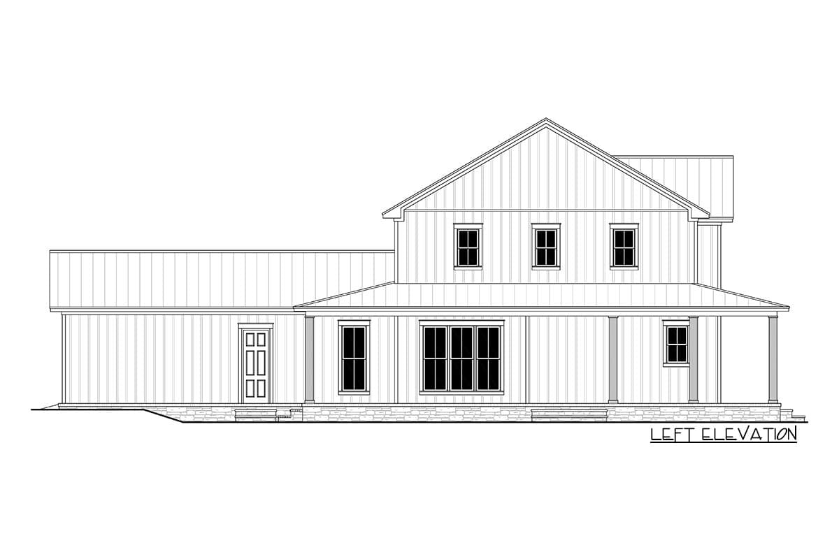 Plan 51889HZ: Board and Batten Farmhouse with Dining Room with Front and Rear Porch Access - Image #6 - Country, Farmhouse, Modern Farmhouse, New American