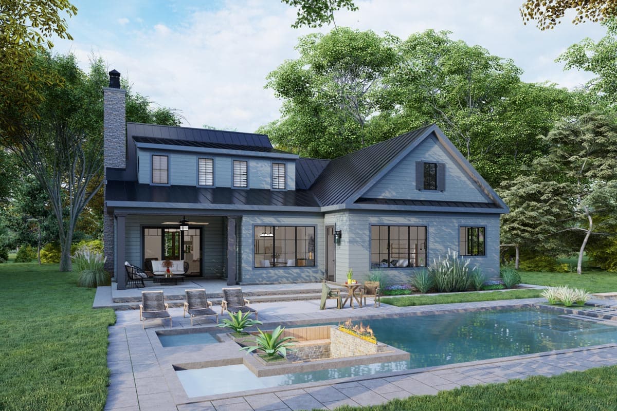 Plan 865013SHW: 3-Bed New American Home Plan with First Floor Primary Bedroom - 2620 Sq Ft - Image #4 - Craftsman, New American