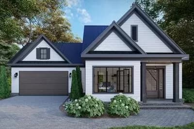 3-Bed New American Home Plan with First Floor Primary Bedroom - 2620 Sq Ft