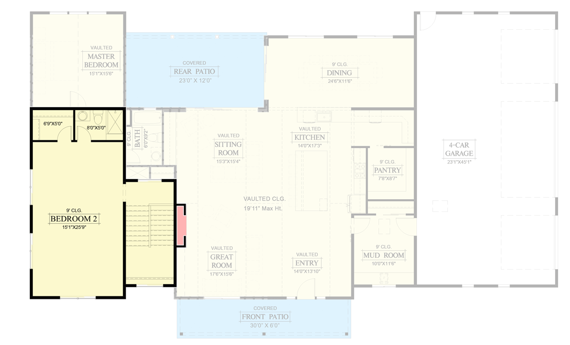 Plan 365017PED: 5-Bed Modern Farmhouse Plan with Vaulted Living Spaces - Floor Plan - 2nd Level - Farmhouse, Modern Farmhouse, New American