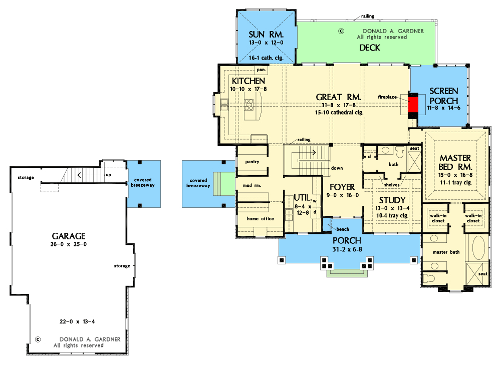 Plan 444267GDN: 3-Bed Mountain Craftsman Plan with Walkout Basement - Floor Plan - Main Level - Craftsman, Mountain, Rustic