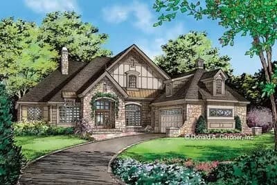 3-Bed Home Plan with European Influences