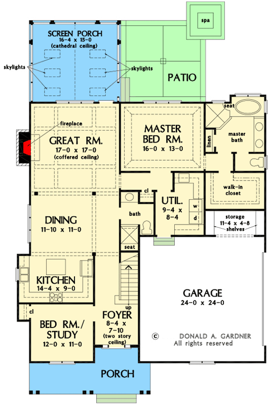 Plan 444275GDN: Urban Farmhouse with 4 Bedrooms with One Having home Office Potential - Floor Plan - Main Level - Country, Farmhouse, Modern Farmhouse, New American