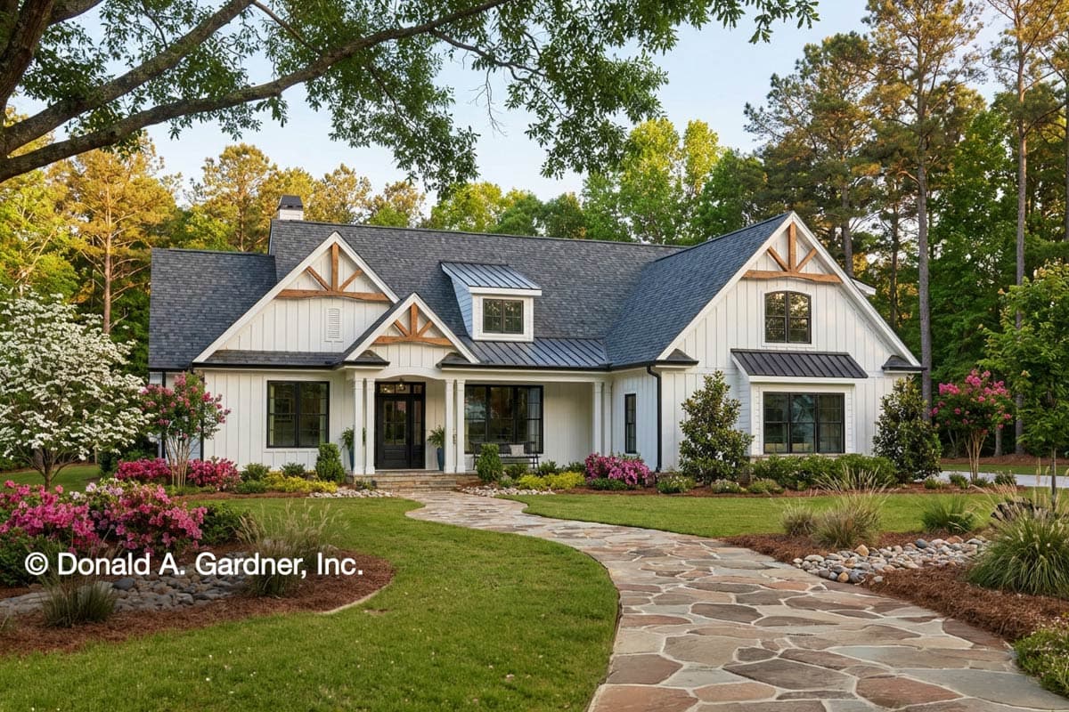 Plan 444276GDN: New American Ranch Plan with Bonus Room Above Garage - 1812 Sq Ft - Image #1 - Country, Craftsman, New American, Ranch