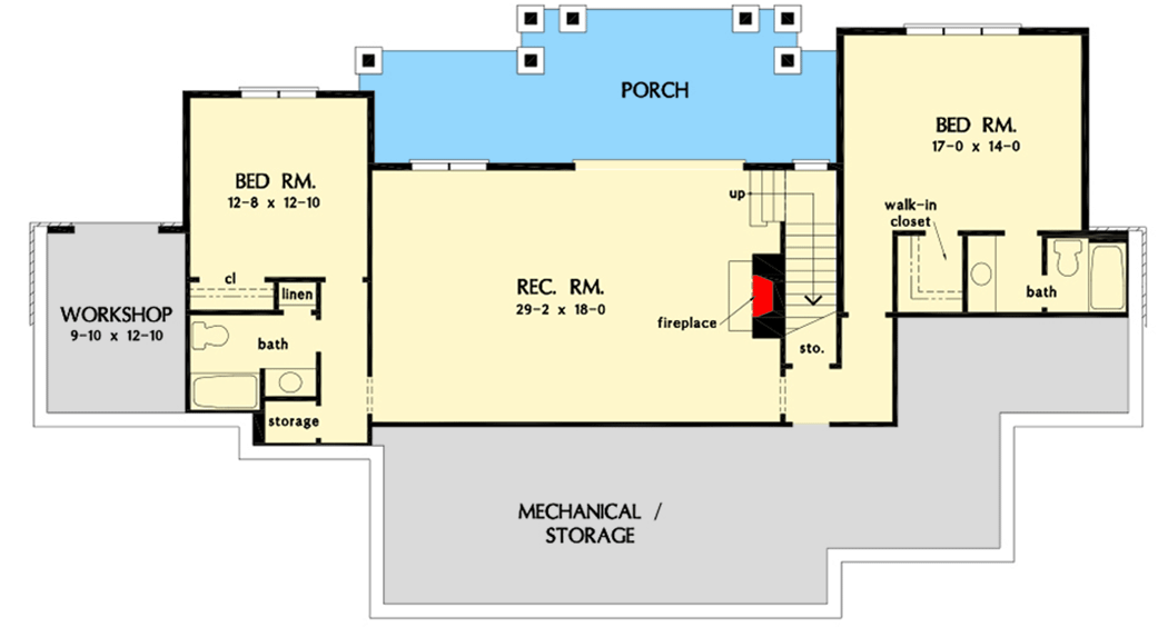 Plan 444277GDN: Modern Farmhouse for your Hillside Lot with Walkout Basement - Floor Plan - Finished Lower Level - Country, Farmhouse, Modern Farmhouse, New American