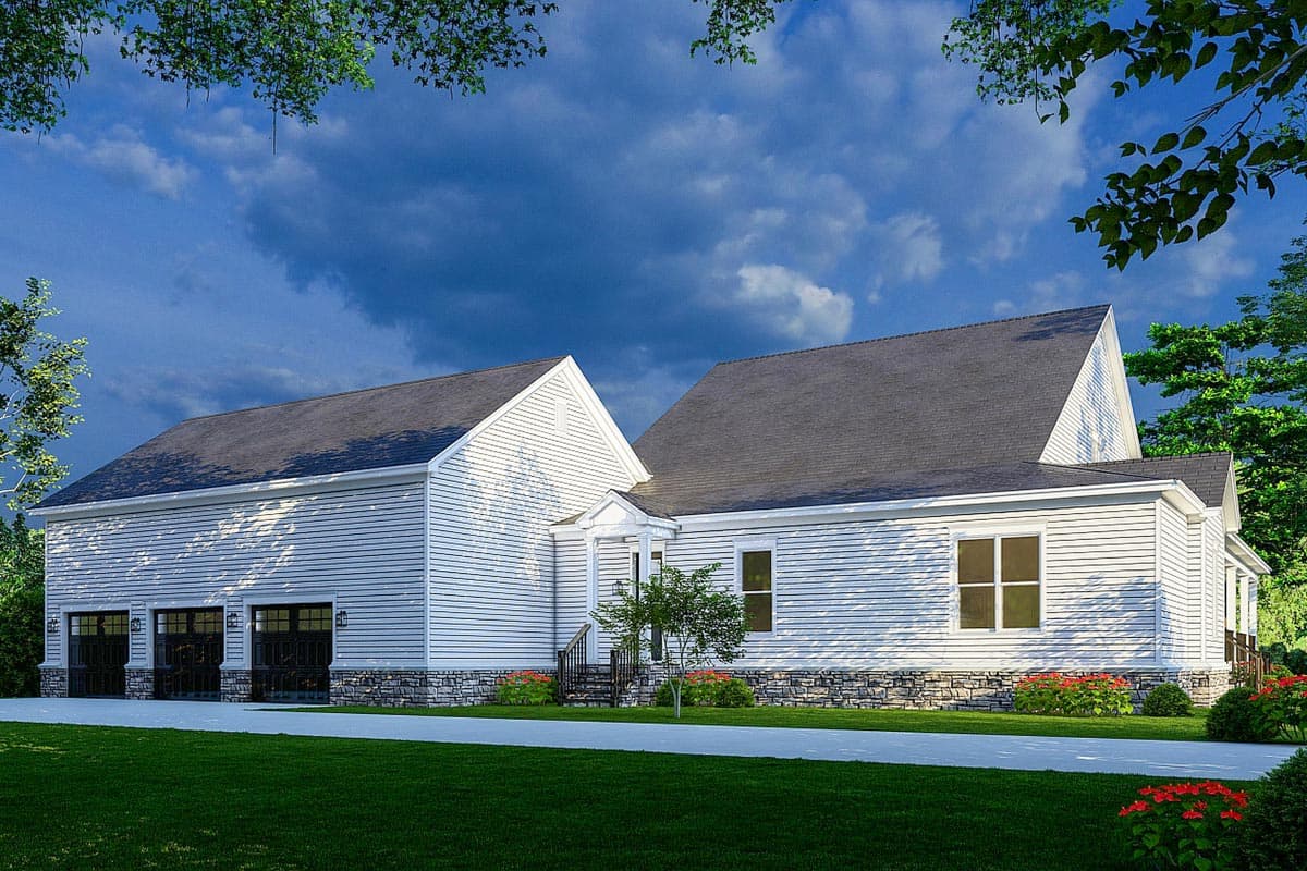 Plan 70739MK: Modern Farmhouse with Wraparound Porch and a 3-Car Rear-Facing Garage - 2663 Sq Ft - Image #4 - Country, Farmhouse, Modern Farmhouse, New American