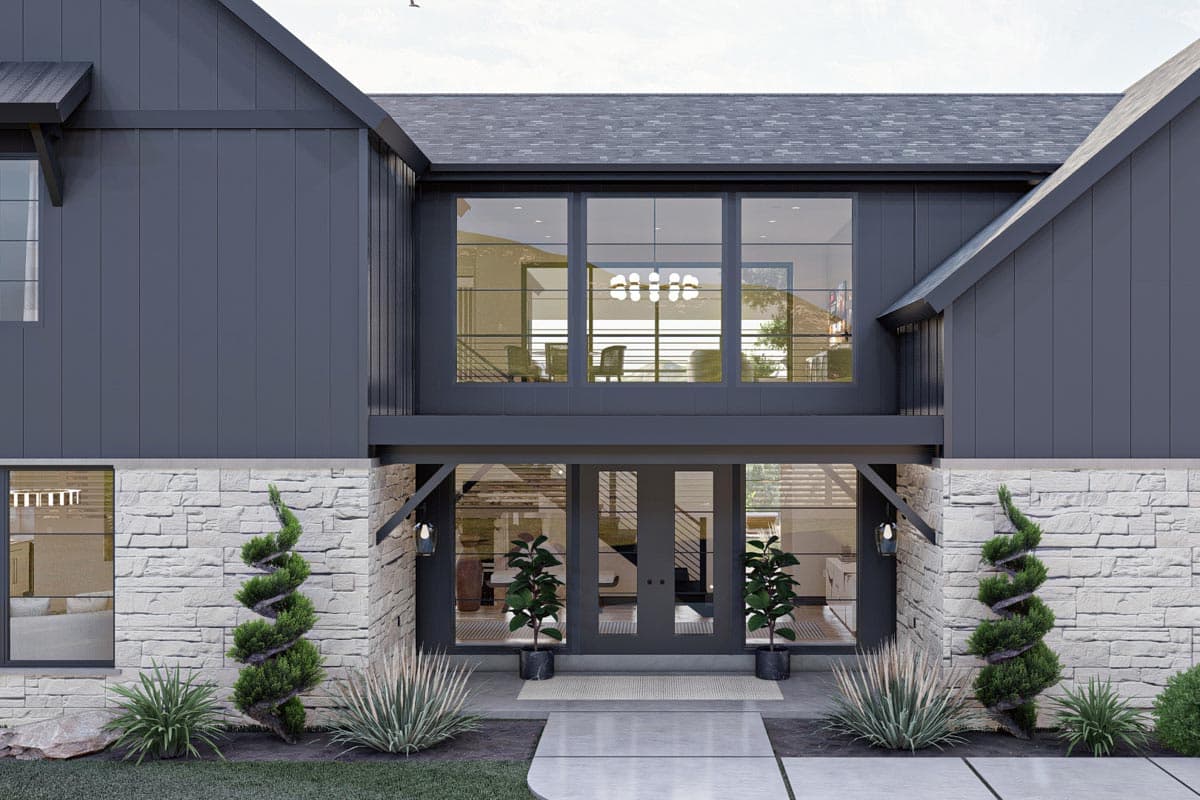 Plan 623076DJ: Transitional Modern Farmhouse with Two Fireplaces and Convenient Upstairs Laundry - Image #6 - Barndominium, Contemporary, Modern Farmhouse, New American, Transitional