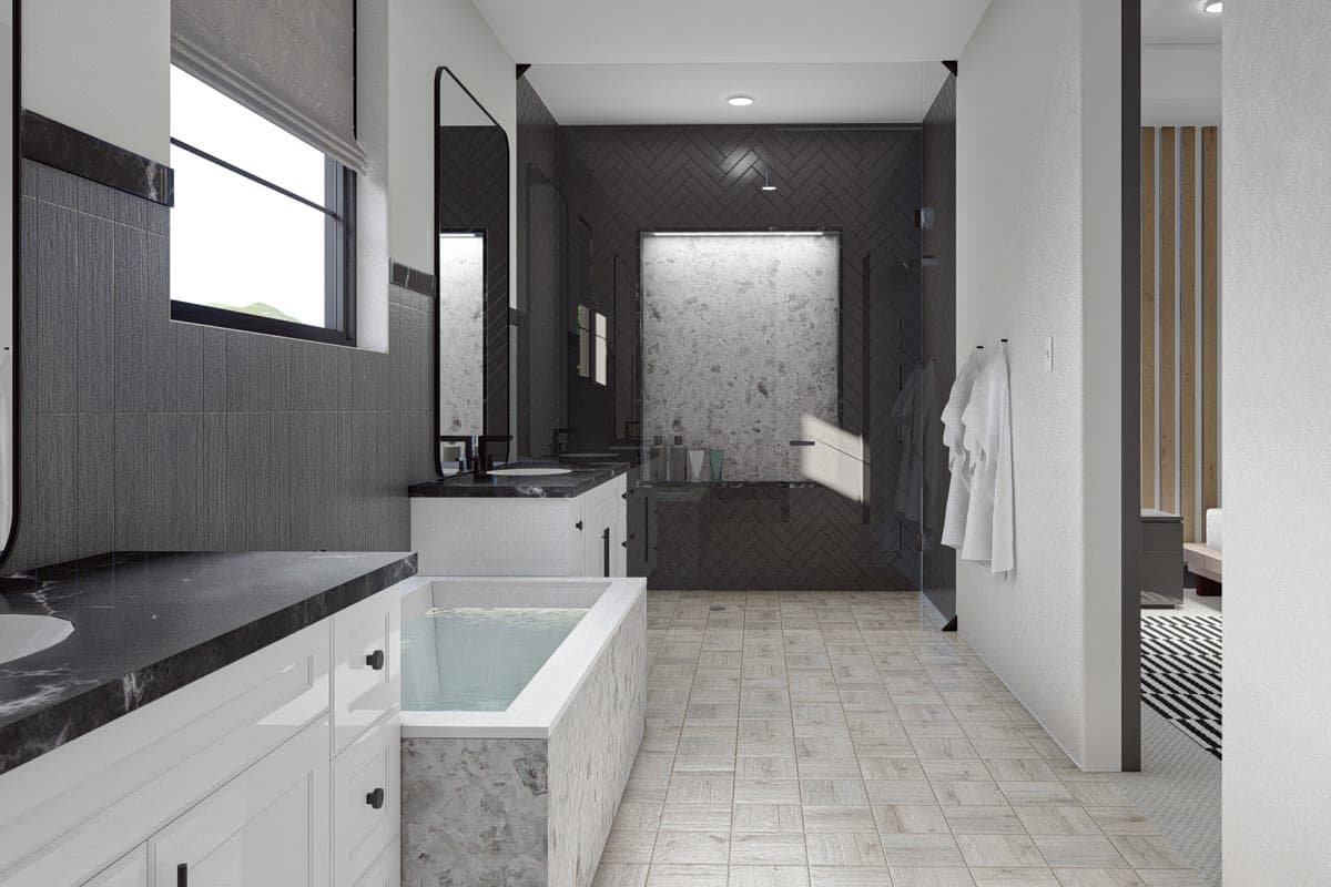 Plan 623076DJ: Transitional Modern Farmhouse with Two Fireplaces and Convenient Upstairs Laundry - Image #17 - Barndominium, Contemporary, Modern Farmhouse, New American, Transitional
