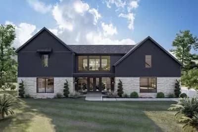 Transitional Modern Farmhouse with Two Fireplaces and Convenient Upstairs Laundry