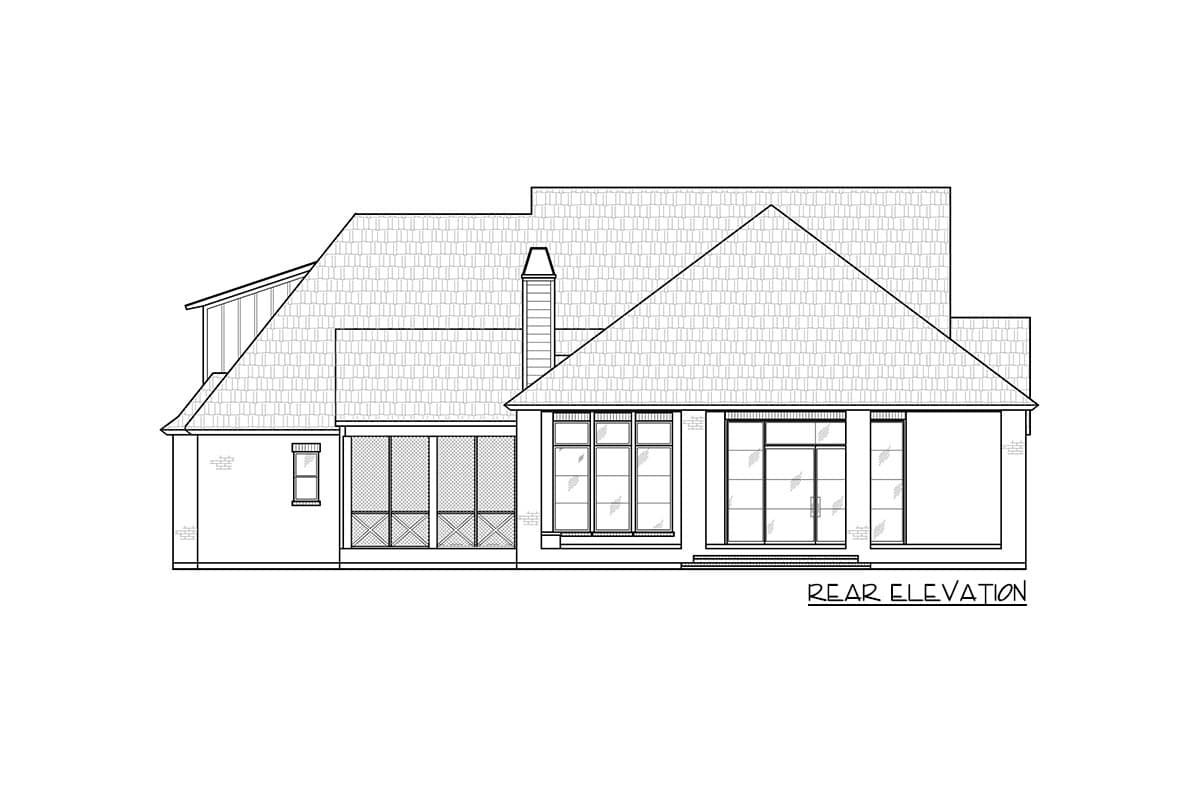 Plan 56517SM: Transitional Home Plan with Split-Bed Layout and Bonus Room - Image #5 - European, Ranch, Southern, Transitional