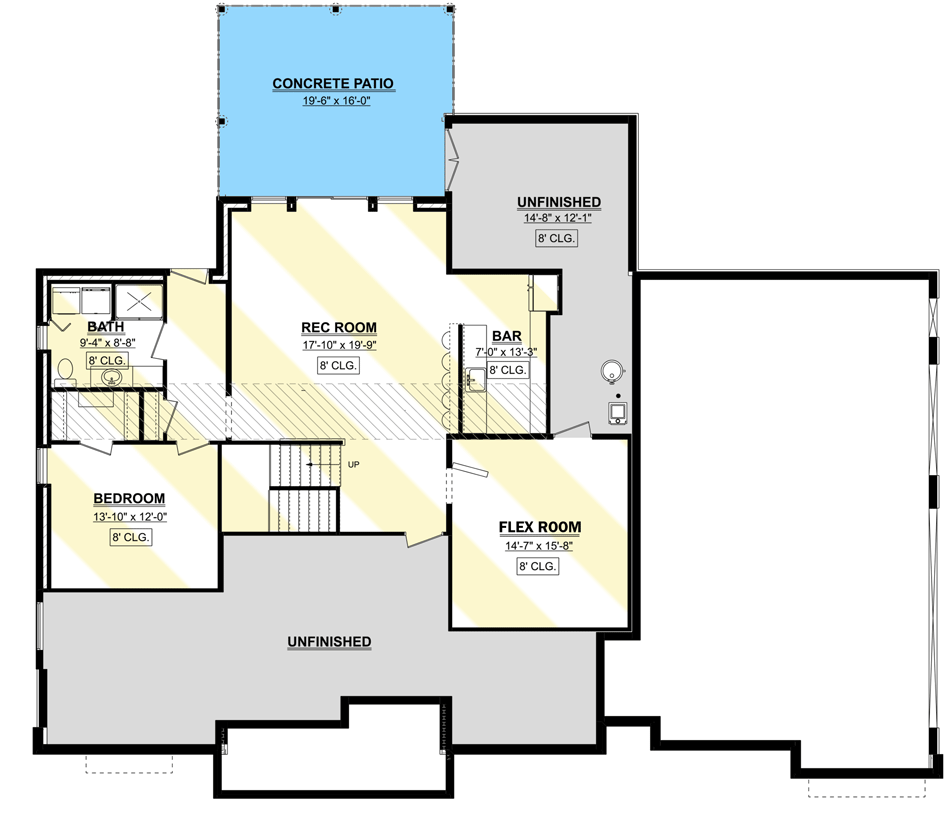 Plan 911017JVD: New American Home Plan with Two Story Great Room and a 3-Car Garage - Floor Plan - Optionally Finished Lower Level - Country, Craftsman, Modern Farmhouse, New American, Traditional