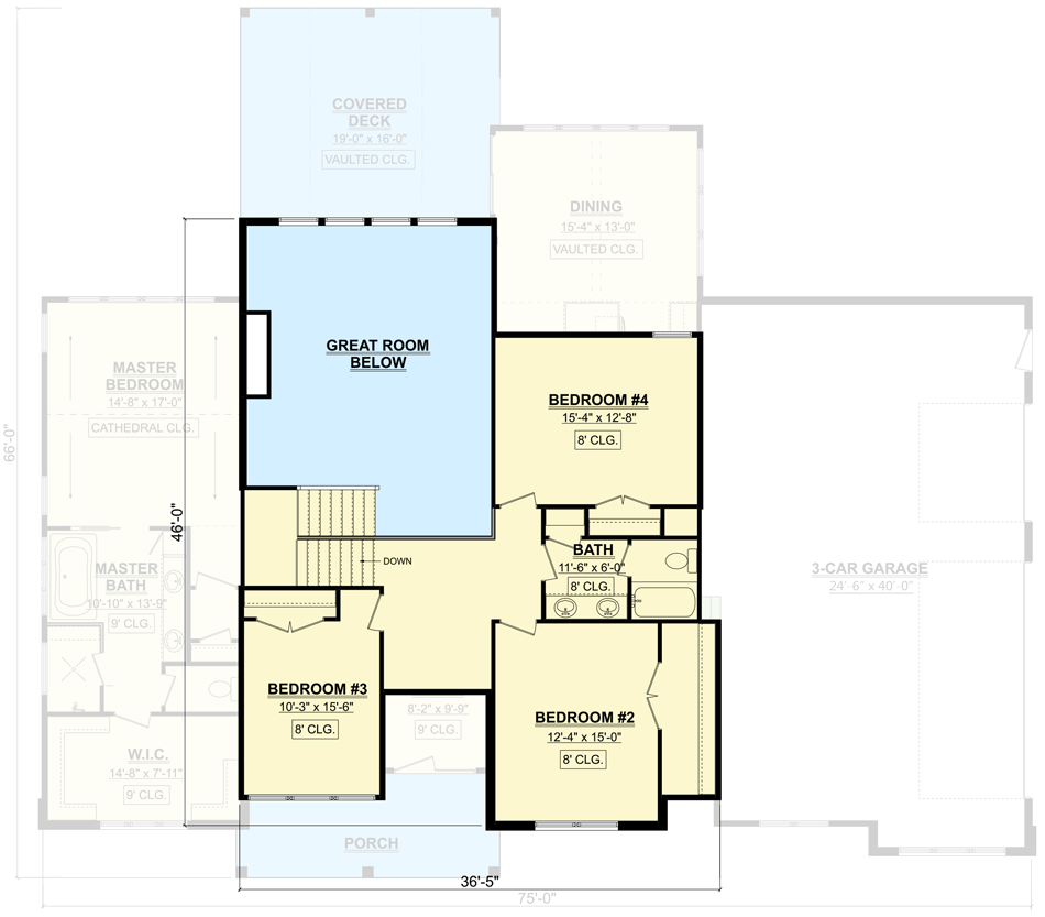 Plan 911017JVD: New American Home Plan with Two Story Great Room and a 3-Car Garage - Floor Plan - 2nd Floor - Country, Craftsman, Modern Farmhouse, New American, Traditional