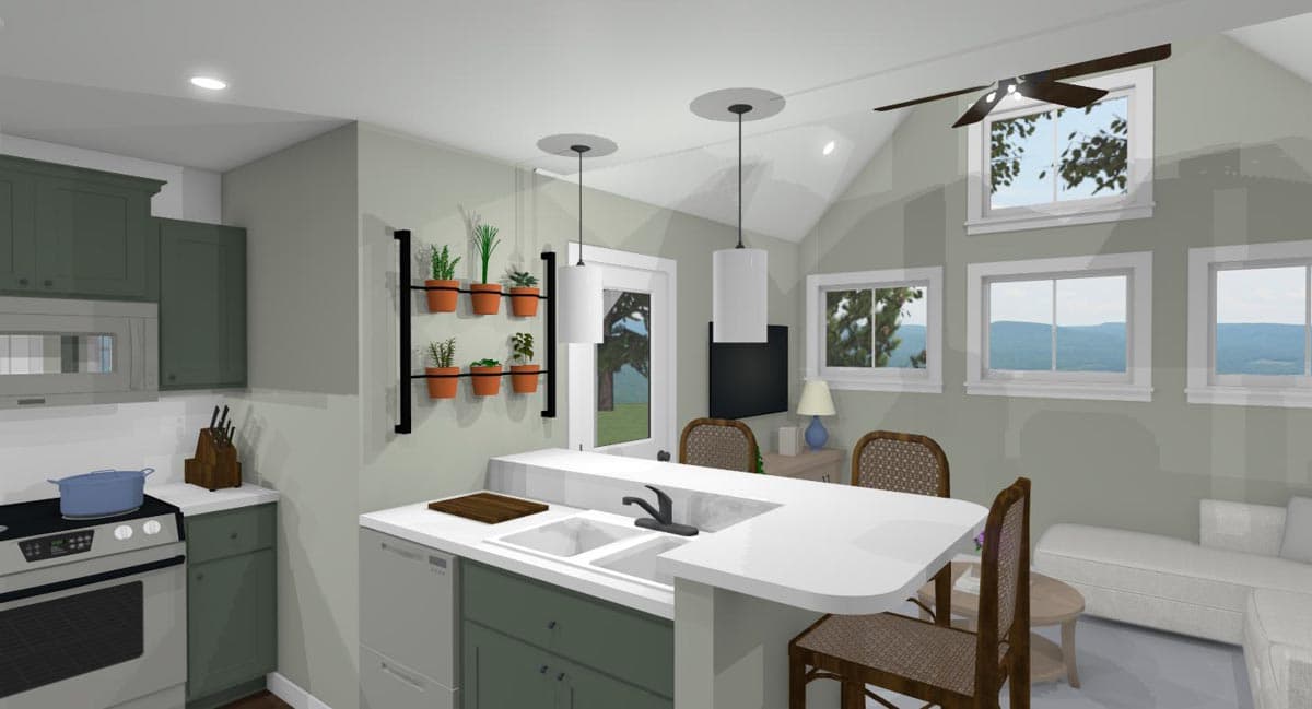 Plan 430817SNG: 500 Square Foot Smart-sized One-bedroom Home Plan - Image #5 - Cabin, Cottage, Country, Rustic