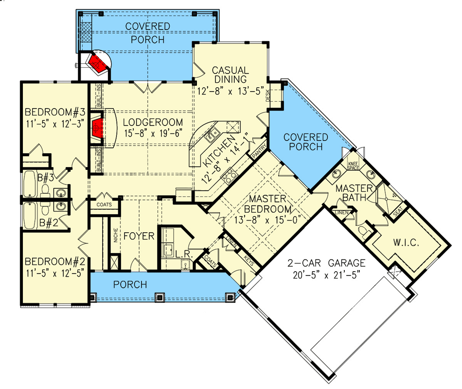 Plan 25722GE: Craftsman Home Plan with Angled Garage and Open Floor Plan - 1948 Sq Ft - Floor Plan - Main Level - Country, Craftsman, Rustic