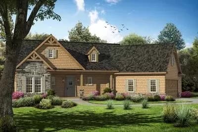 Craftsman Home Plan with Angled Garage and Open Floor Plan - 1948 Sq Ft
