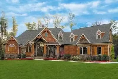 Spacious Rustic Craftsman Plan with Expansive Back Porch and Study