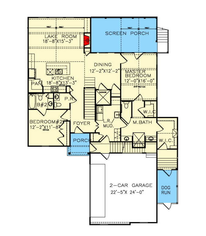 Plan 25728GE: Versatile Waterfront House Plan with Optional Walkout Basement and Upstairs Suite - Floor Plan - Main Level - Coastal, Craftsman, Mountain, New American