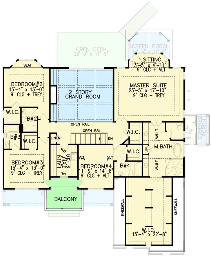 Plan 25729GE: 4-Bed French Country Home Plan with Option to Finish Lower Level - Floor Plan - 2nd Floor - Country, European, French Country, Southern