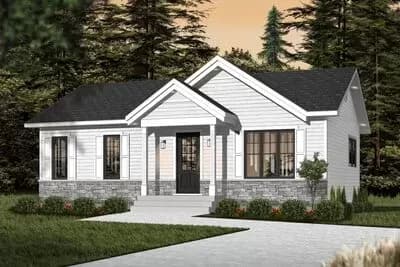 Compact One-story House Plan with Laundry Chute and a Finished Basement