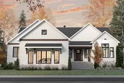 Contemporary New American House Plan with Home Office and Couryard-entry Garage