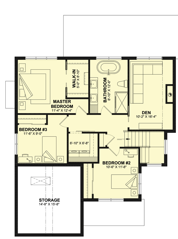 Plan 22630DR: Modern Farmhouse with Dual-access Mudroom and a Main Floor Home Office - Floor Plan - 2nd Floor - Country, Craftsman, Modern Farmhouse, New American