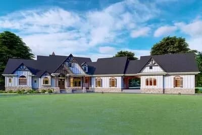 Spacious Country House Plan with In-law Suite and Finished Basement