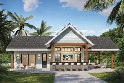 Pool House with 16'-wide Garage Door Opening to the Rec Room