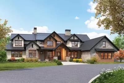 Luxury Mountain Craftsman Plan with Guest Wing - Architectural Designs