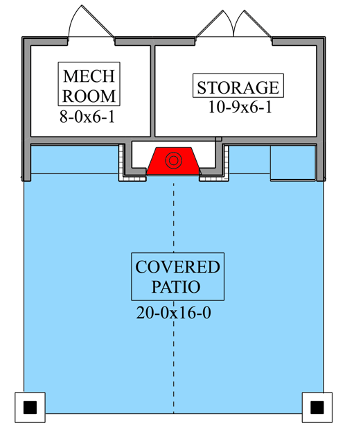 Plan 95139RW: Pool Cabana with 360 Square Foot Vaulted Covered Patio - Floor Plan - Main Level - Craftsman, New American