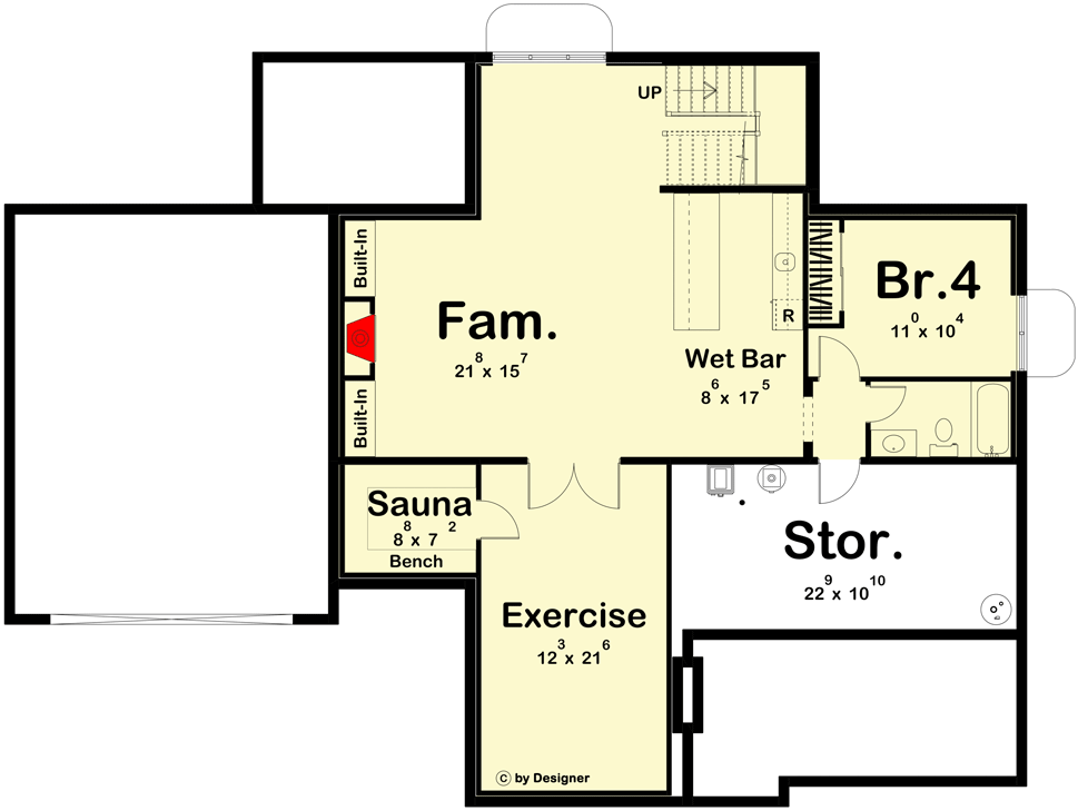 Plan 623078DJ: Transitional House Plan with Stucco Exterior and Steep Rooflines - Floor Plan - Finished Basement Option (+$250) - Contemporary, Cottage, Country, European, Transitional