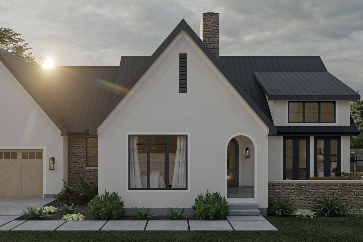 Plan 623078DJ: Transitional House Plan with Stucco Exterior and Steep Rooflines - Image #5 - Contemporary, Cottage, Country, European, Transitional