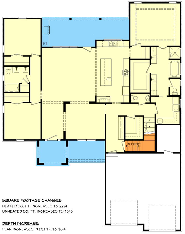 Plan 51890HZ: One-story Modern Farmhouse with Direct Laundry Access from the Main Suite - Floor Plan - Main Level - Basement Foundation Version - Cottage, Country, Farmhouse, Modern Farmhouse, New American, Traditional