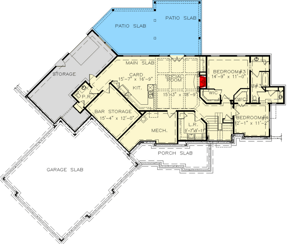 Plan 25740GE: Rustic Craftsman Plan with Walkout Basement - 4042 Sq Ft - Floor Plan - Lower Level - Craftsman, Mountain, Rustic