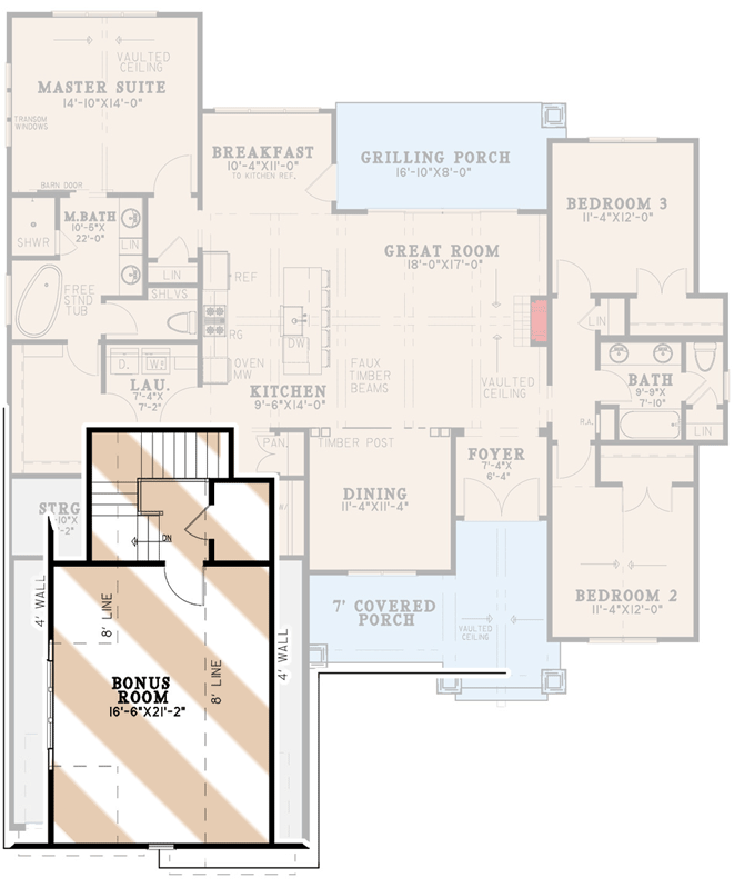 Plan 70743MK: New American Bungalow with Grilling Porch - 1958 Sq Ft - Floor Plan - 2nd Floor - Bungalow, Country, Craftsman, New American