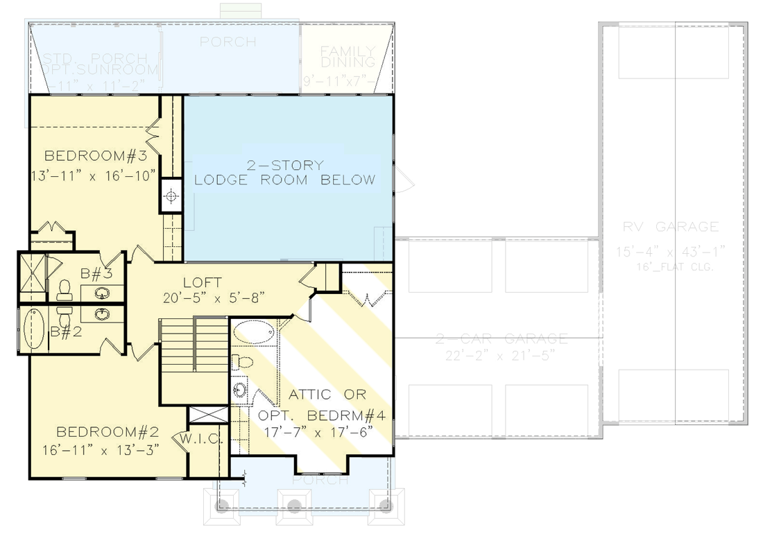 Plan 25742GE: Country Craftsman Plan with RV Garage - Floor Plan - 2nd Floor - Barndominium, Country, Craftsman, Mountain