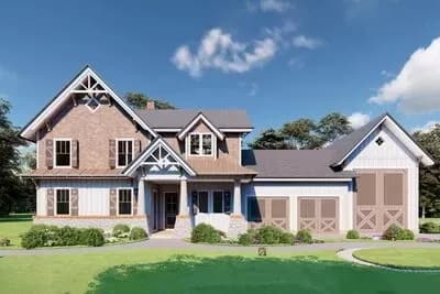 Country Craftsman Plan with RV Garage