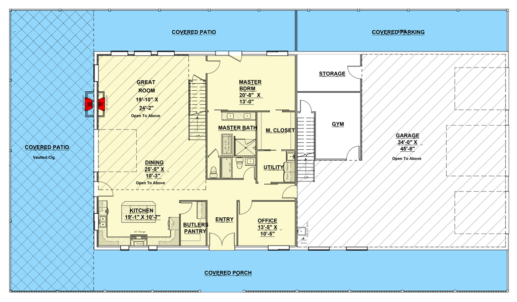 Plan 400004FTY: Exclusive Barndominium with Home Gym and Office - Floor Plan - Main Level - Barndominium, Country