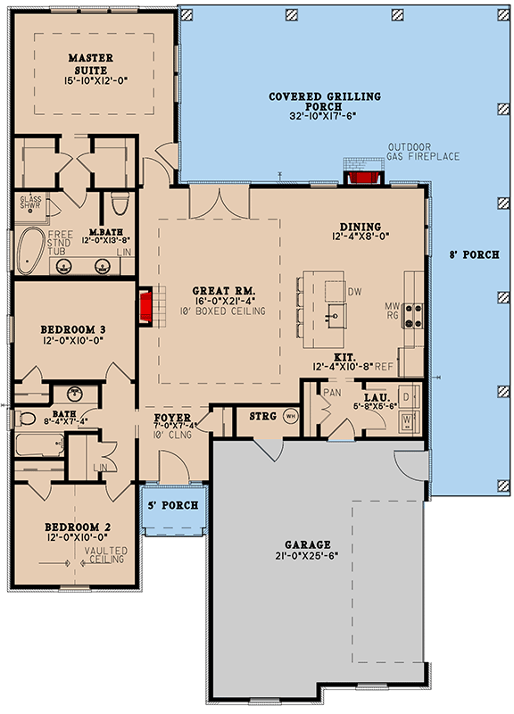 Plan 70745MK: Painted Brick House Plan with 3 Clustered Bedrooms - Floor Plan - Main Level - Southern, Southern Traditional, Traditional