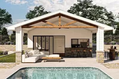Pool House with 288 Square Foot Covered Patio