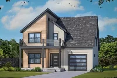 Narrow Northwest House Plan with Tandem Garage