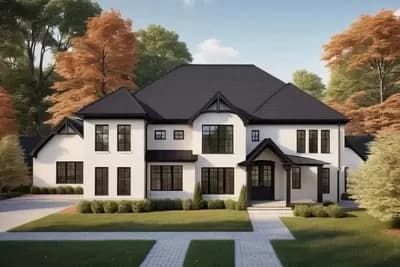 5-Bed Transitional House Plan with Finished Basement