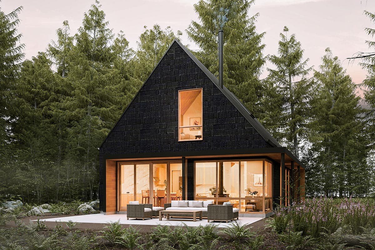 Plan 270056AF: 3-Bed Contemporary Scandinavian-Style Cabin with Large Rear Patio - Image #4 - Cabin, Contemporary, Cottage, Country, Mountain, Rustic, Scandinavian, Vacation