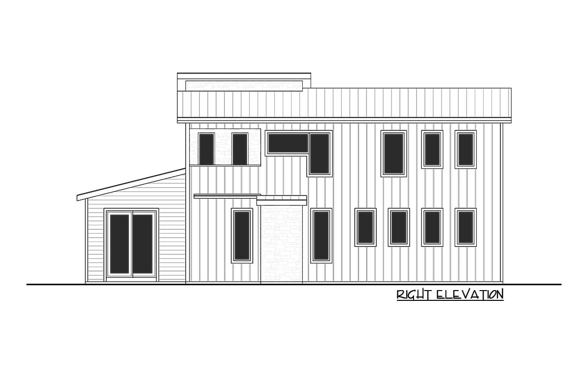 Plan 365021PED: Narrow Mid-Century Modern House Plan with Open Main Floor - Image #29 - Mid Century Modern, Modern