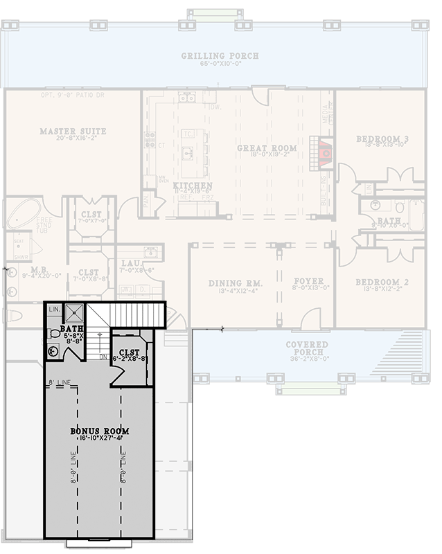 Plan 70746MK: Southern Farmhouse with Expansive Rear Porch and Optional Bonus Room - 2416 Sq FT - Floor Plan - Optionally Finished Bonus Level - Country, Farmhouse, Southern
