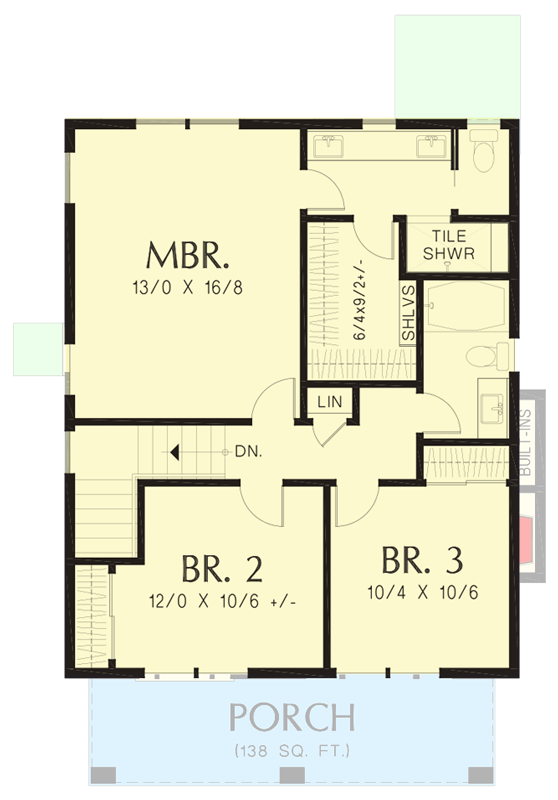 Plan 69061AM: 2-Story Home Plan with Open Main Level - 1619 Sq Ft - Floor Plan - 2nd Floor - Country, Craftsman, Northwest, Prairie