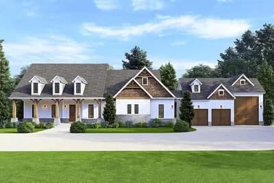Country Craftsman Plan with RV Garage and Walkout Basement