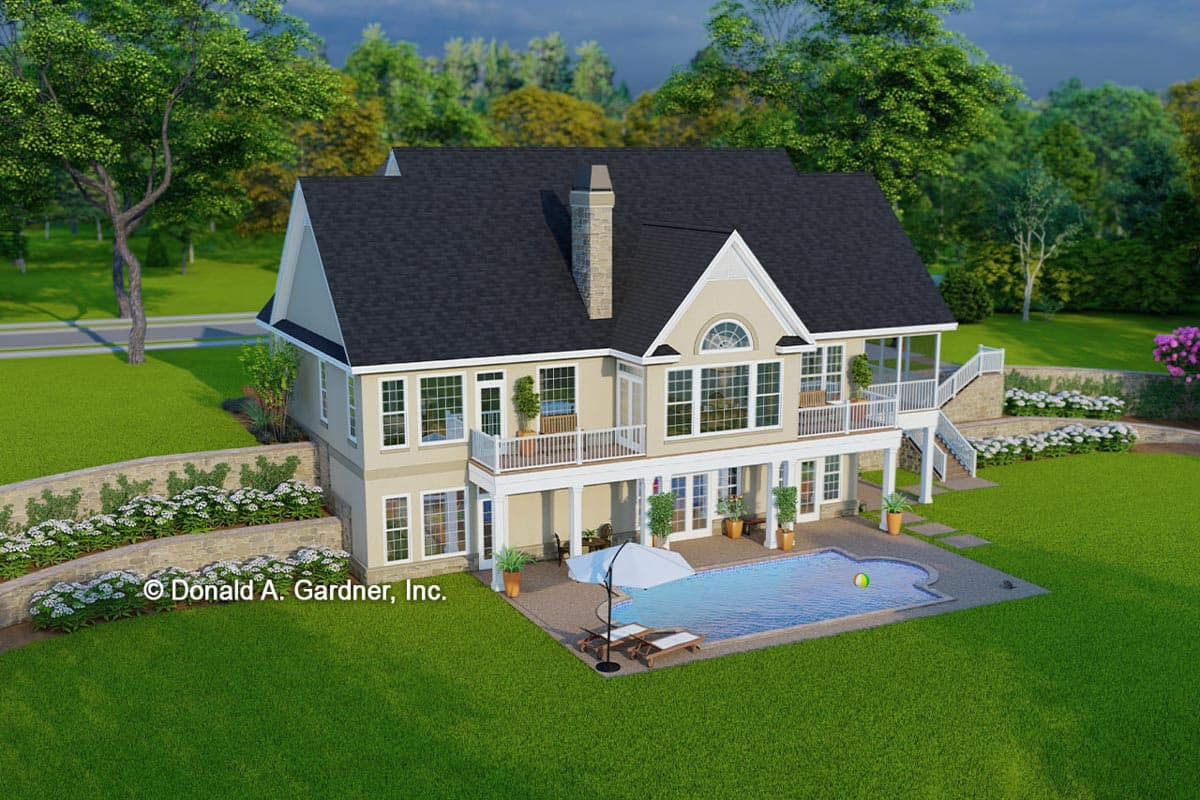 Plan 444287GDN: One-Story Stone-and-Stucco House Plan on a Walkout Basement - Image #4 - European, Ranch, Southern, Traditional