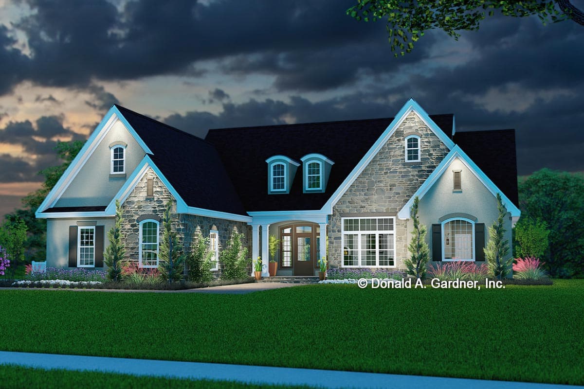 Plan 444287GDN: One-Story Stone-and-Stucco House Plan on a Walkout Basement - Image #5 - European, Ranch, Southern, Traditional